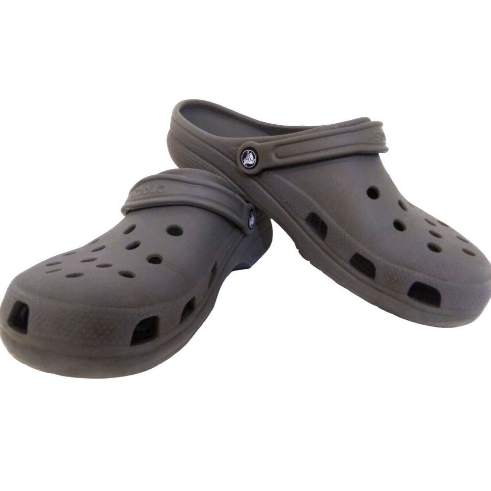 Crocs Classic Shoes Mens Size 12 Gray Rubber Slip On Comfort Faux Fur Round Toe